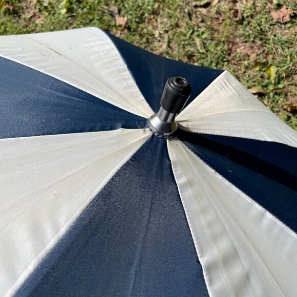 Magic Chef Appliances Blue and White Large Umbrella Wood Handle Vintage - Picture 8 of 11